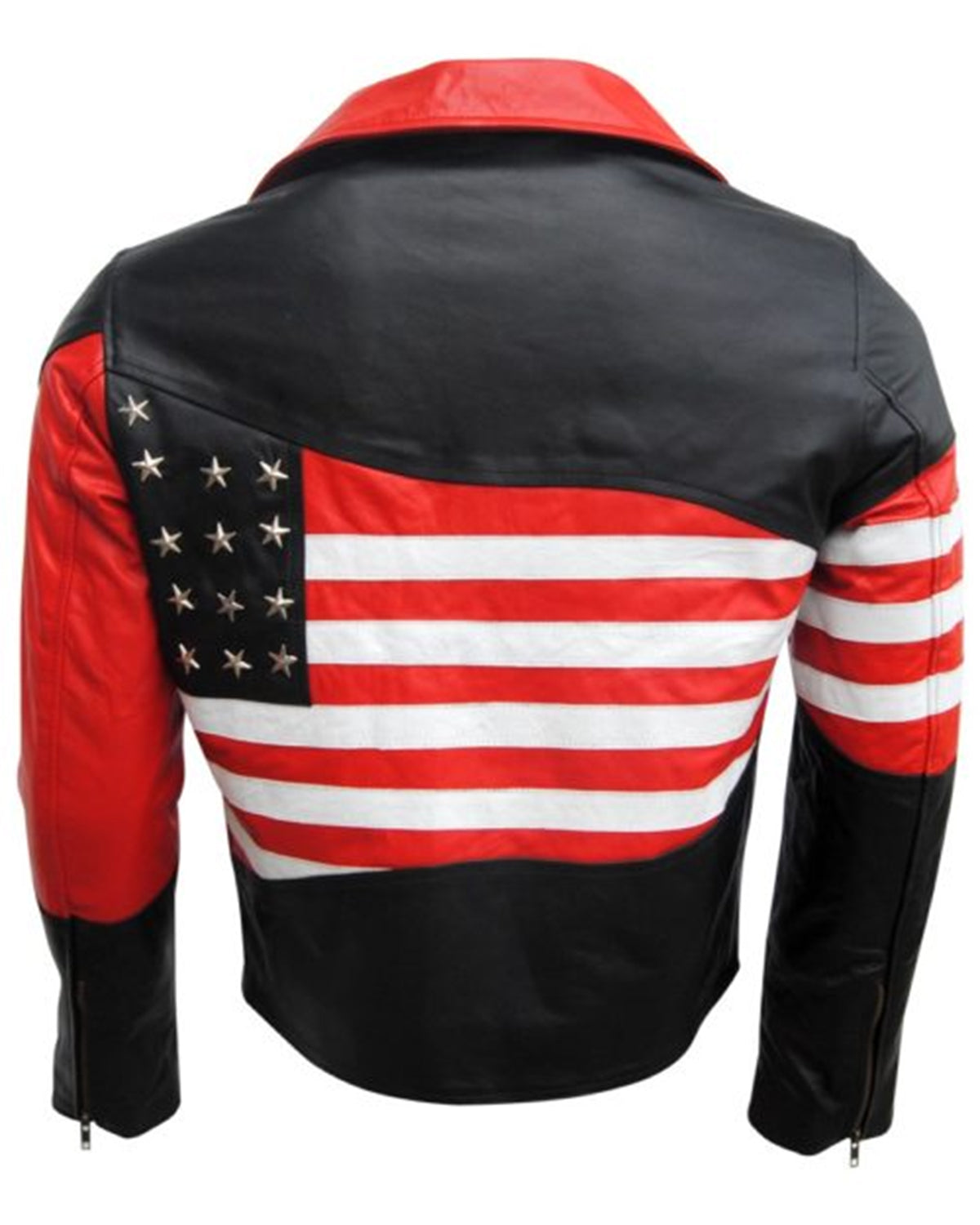 Biker USA Flag Motorcycle Black Vintage Leather Jacket