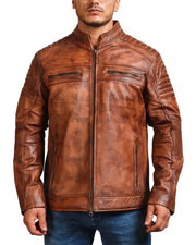 Cafe Racer Vintage Brown Cowhide Motorcycle Jacket