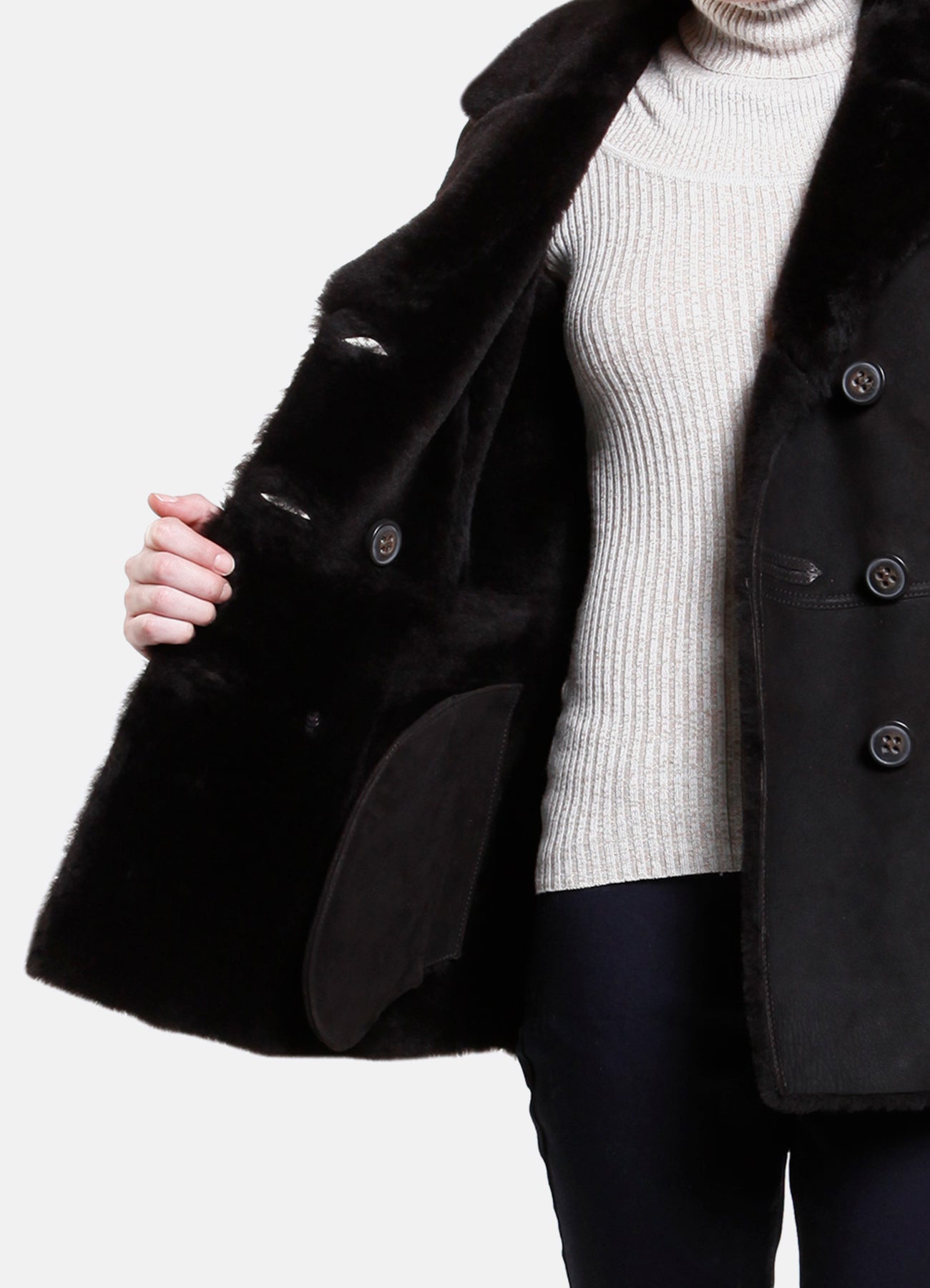Womens Iconic Black Shearling Leather Jacket
