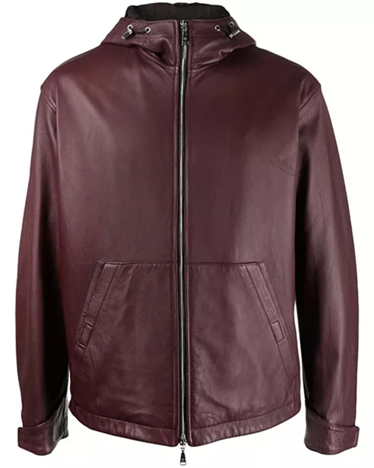 Mens Maroon Zip Up Jacket Hoodie