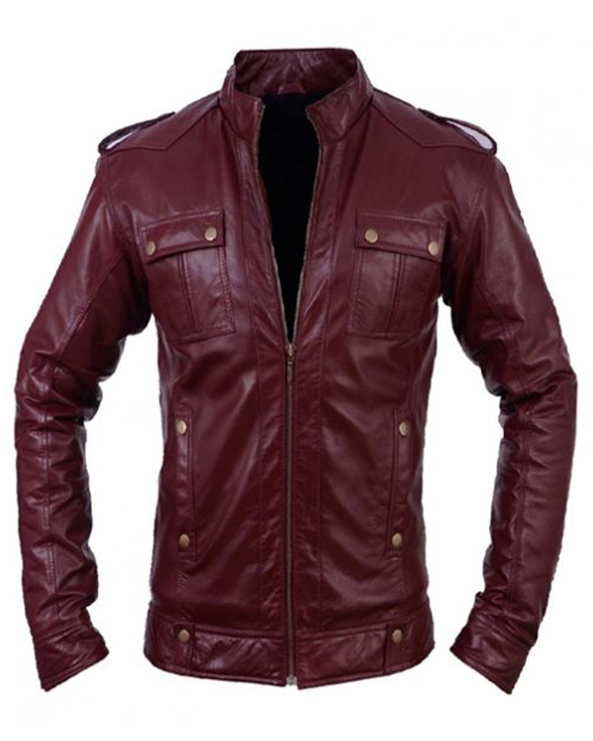 Mens Cherry Biker Vintage Motorcycle Maroon Leather Jacket