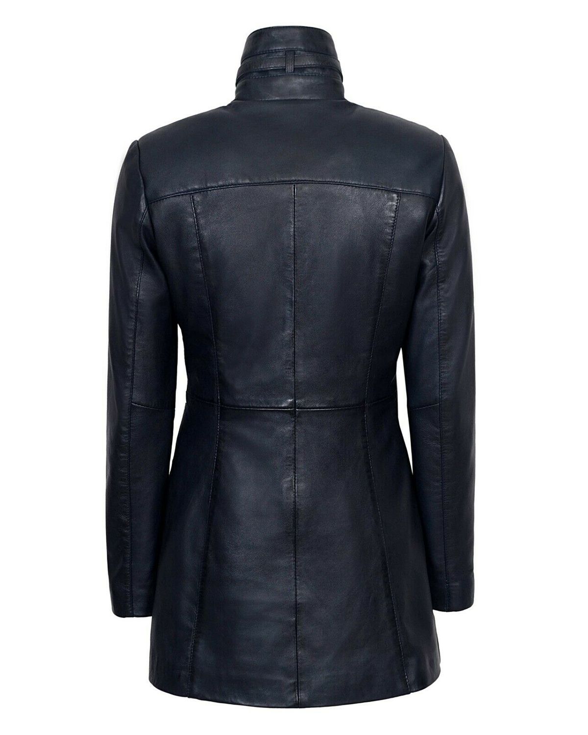 Women's Gothic Style Mid Length Real Sheepskin Leather Coat