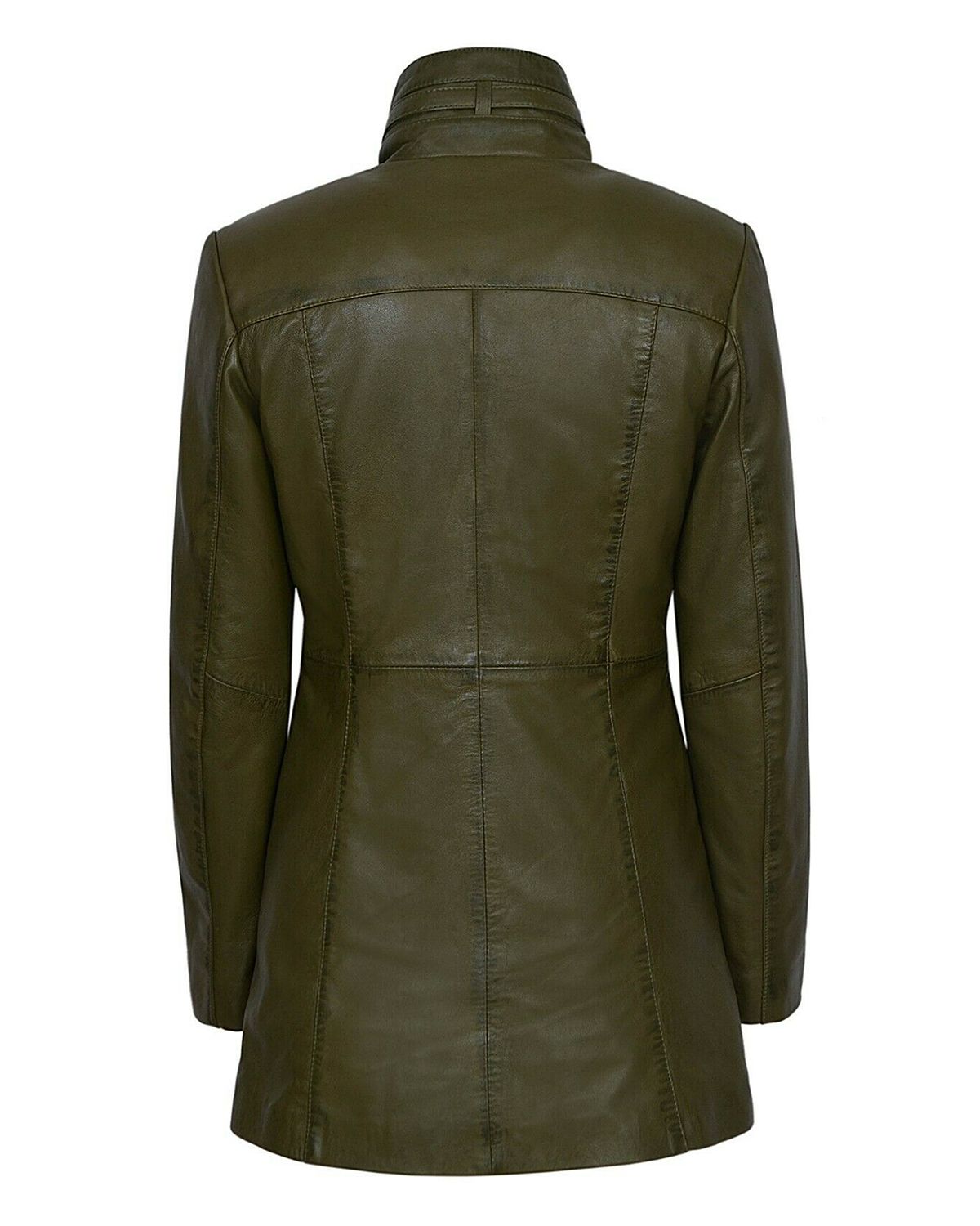 Women's Gothic Style Mid Length Real Sheepskin Leather Coat