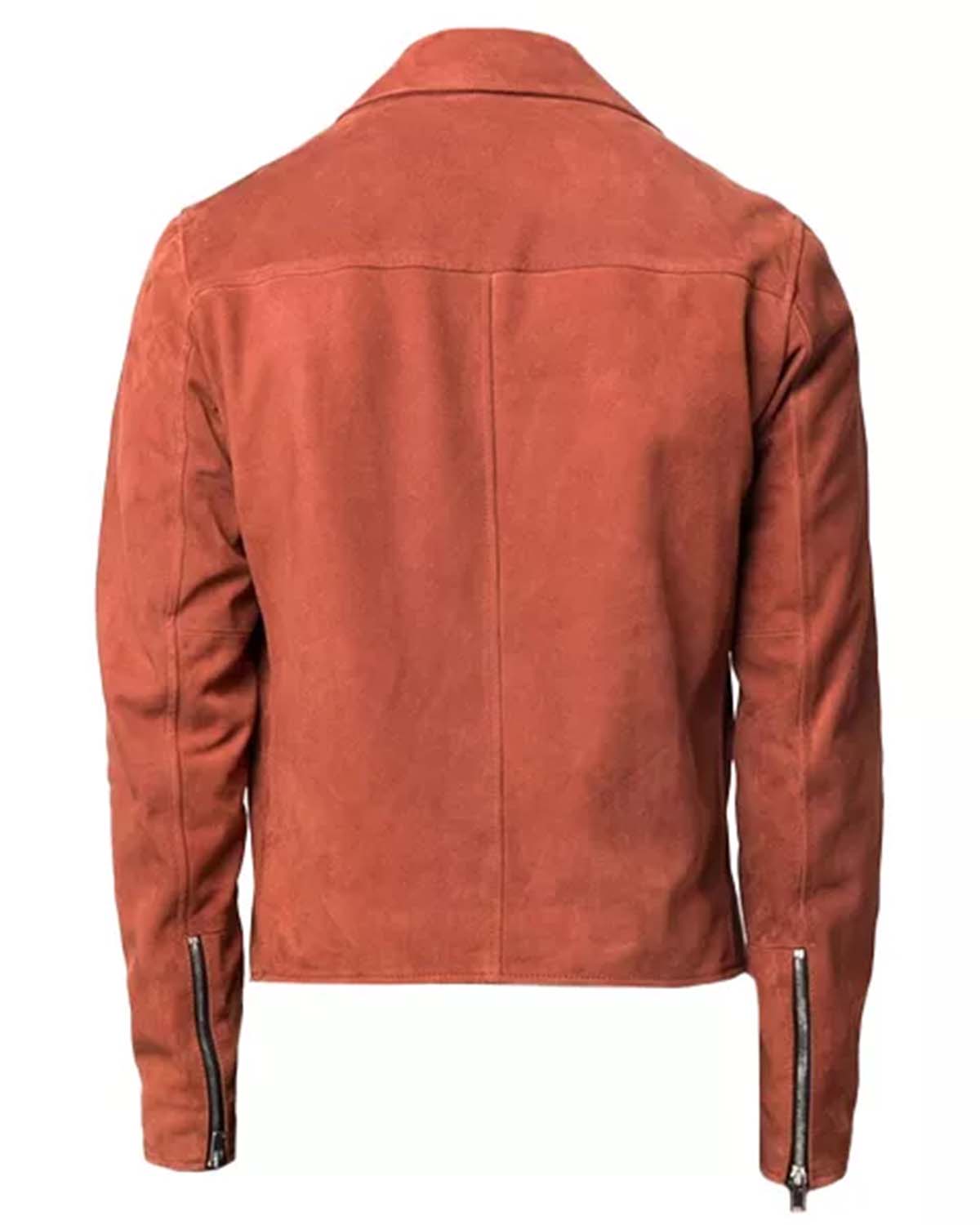 Mens Orange Suede Moto Jacket