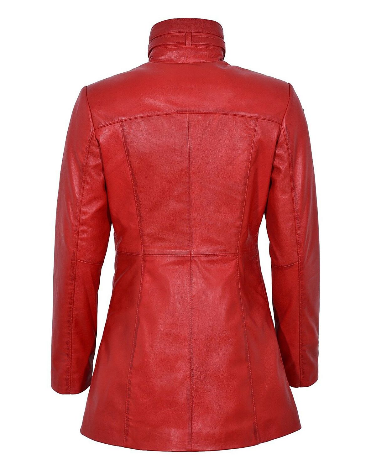 Women's Gothic Style Mid Length Real Sheepskin Leather Coat
