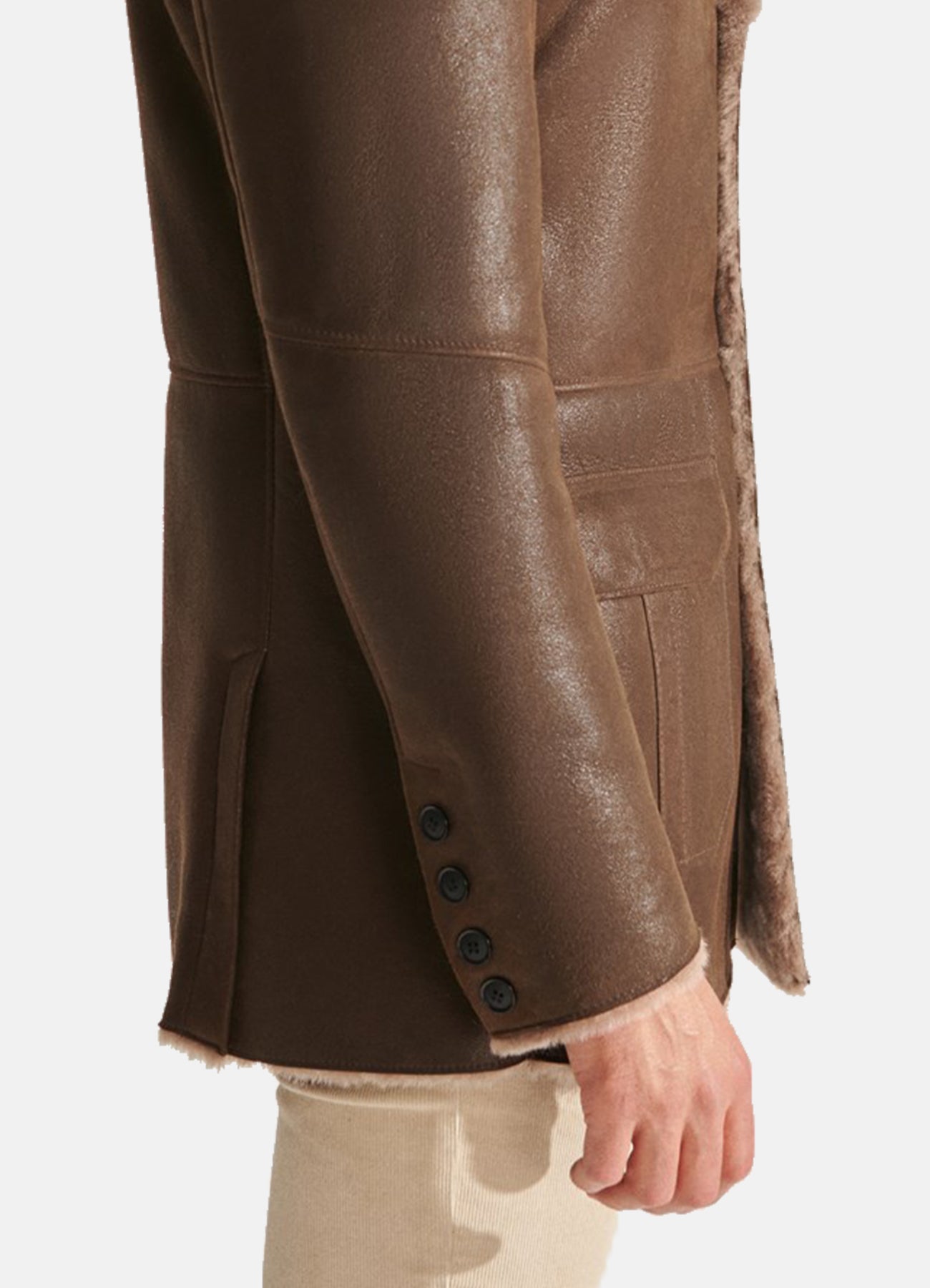 Mens Luxurious Brown Shearling Leather Coat