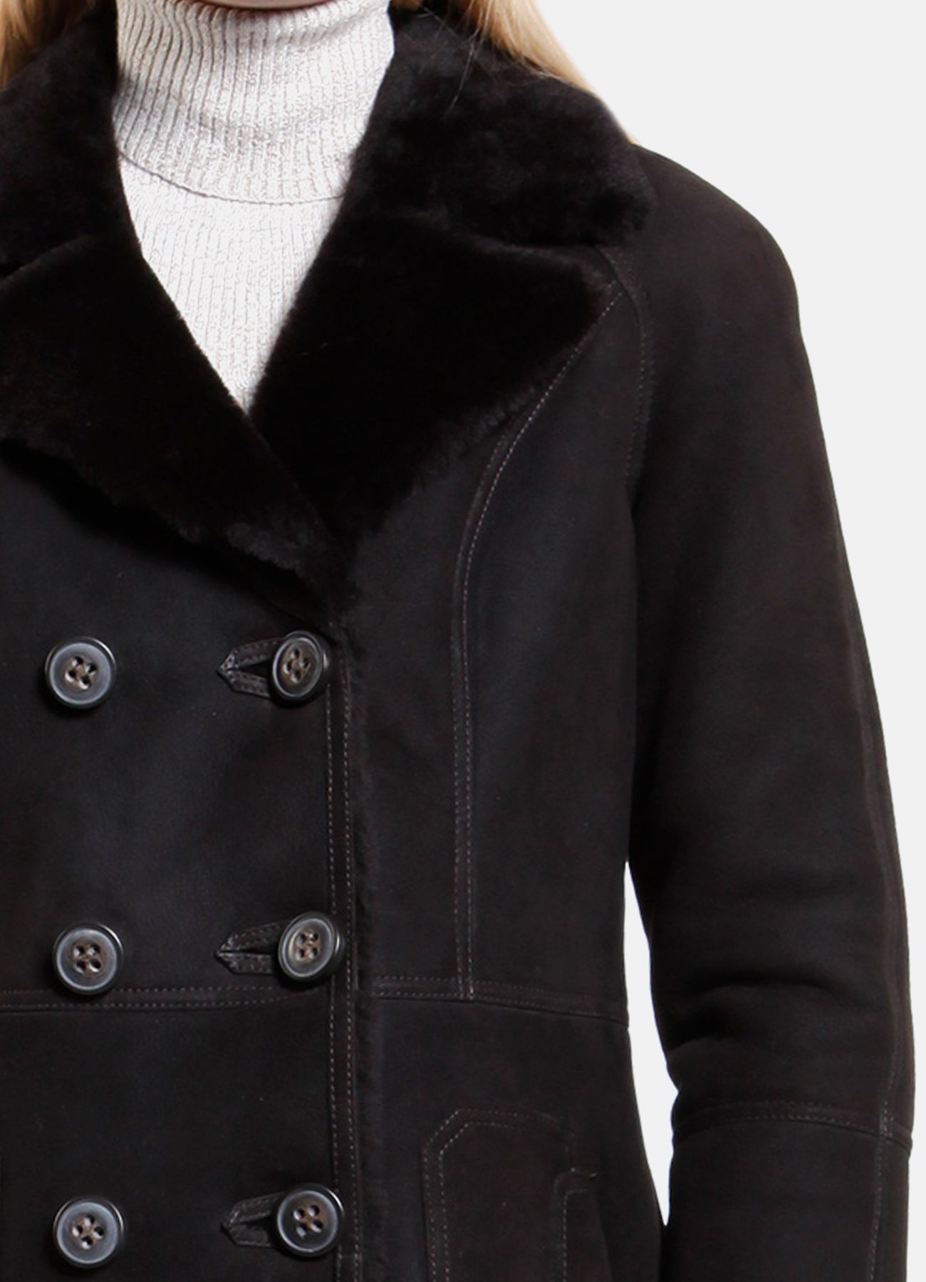 Womens Iconic Black Shearling Leather Jacket
