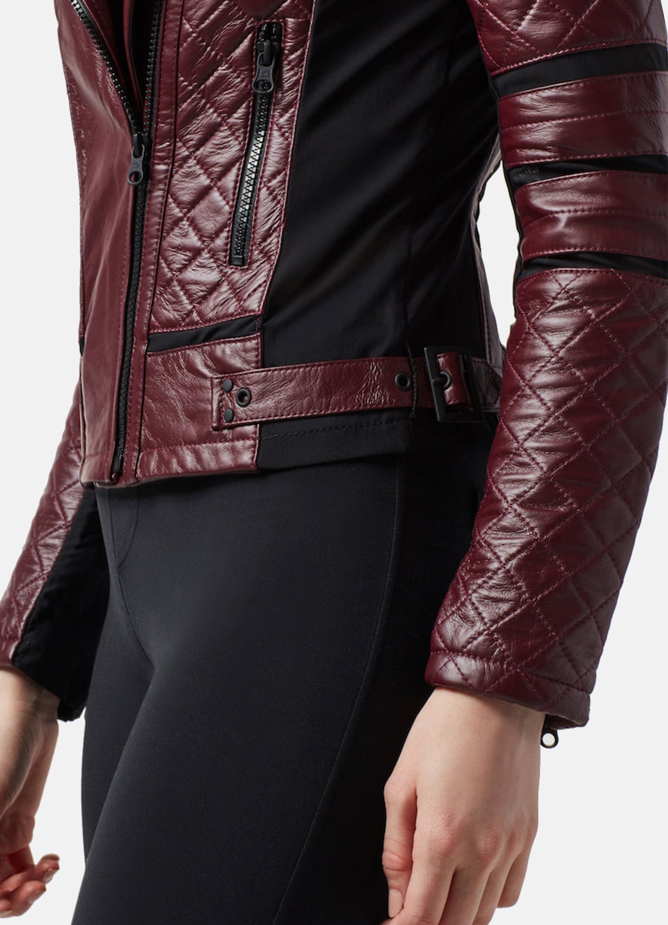 Womens Vintage Maroon Biker Leather Jacket