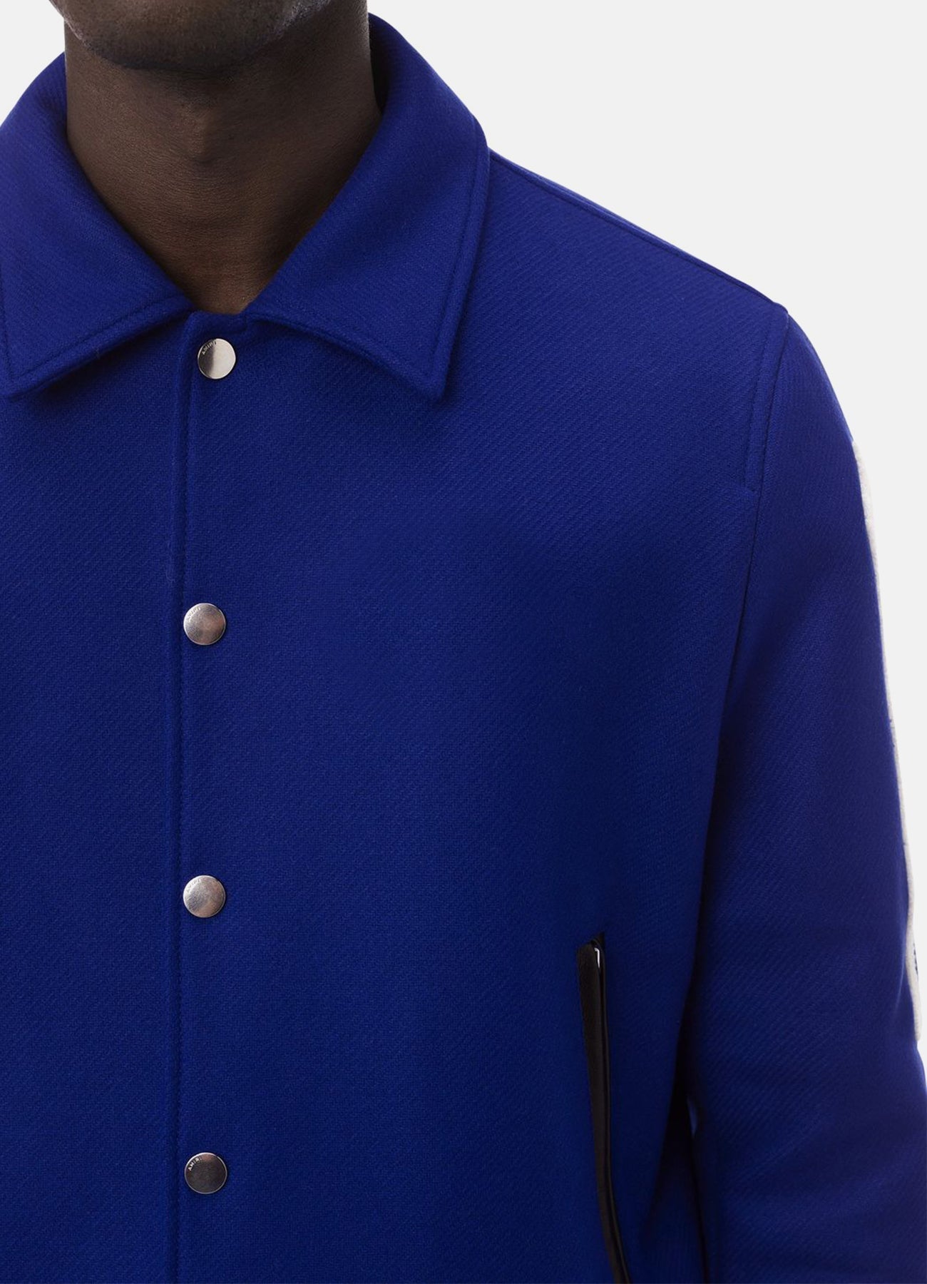 Mens Royal Blue Bone Design Varsity Jacket