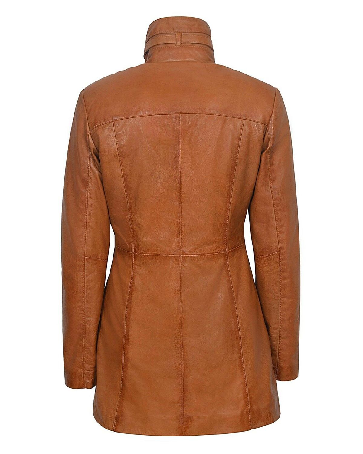 Women's Gothic Style Mid Length Real Sheepskin Leather Coat