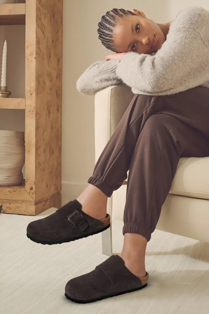 Women’s Orthopaedic Genuine Suede Leather Clogs with Arch Support